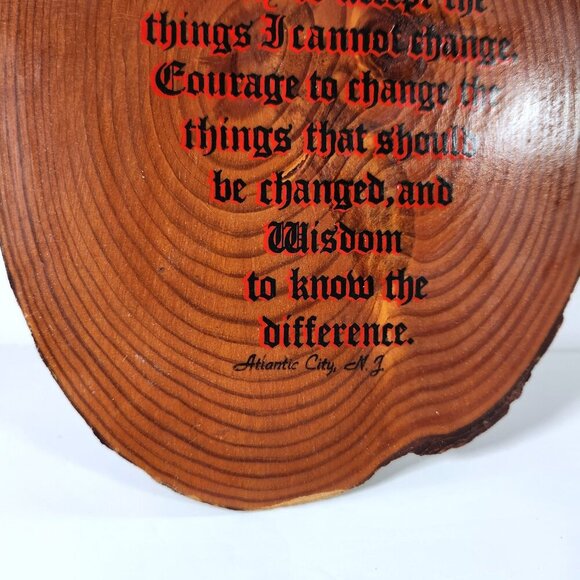 Serenity Prayer Vintage Wood Slab Live Edge Wall Art Praying Hands Hanging - Picture 5 of 10
